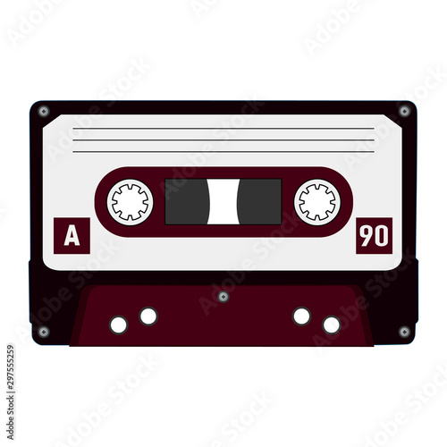 Vintage audio cassette on a white background. Vector illustration
