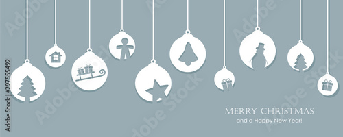 christmas card with tree balls decoration vector illustration EPS10