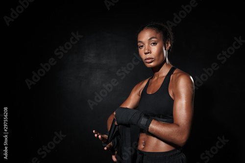 Wallpaper Mural Image of attractive african american woman wearing boxing hand wraps Torontodigital.ca