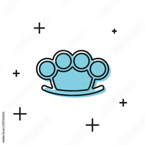 Black Brass knuckles icon isolated on white background. Vector Illustration