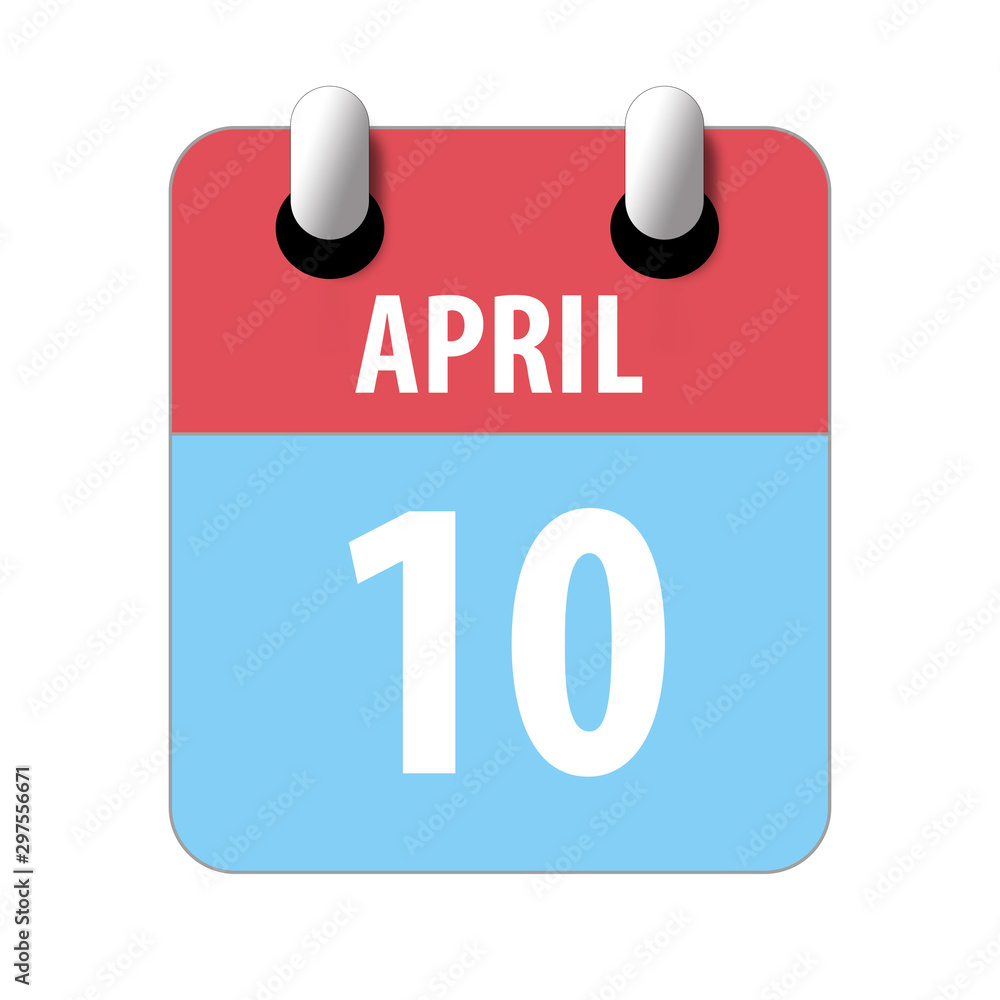 Fototapeta premium april 10th. Day 10 of month,Simple calendar icon on white background. Planning. Time management. Set of calendar icons for web design. spring month, day of the year concept