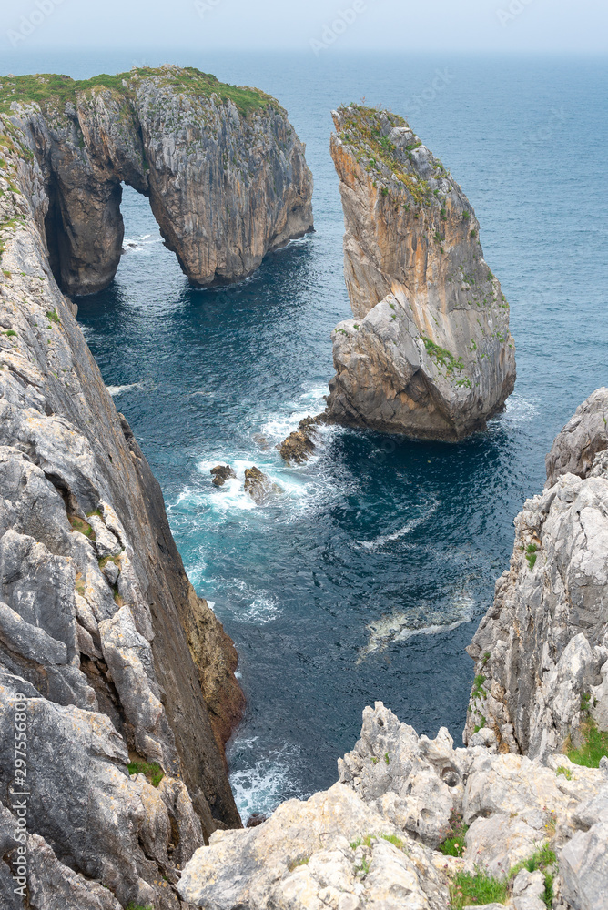 Natural arch at Inferno Cliffs (Acantilados del Infierno), Asturias, Spain
