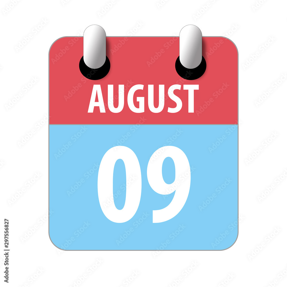 august 9th. Day 9 of month,Simple calendar icon on white background. Planning. Time management. Set of calendar icons for web design. summer month, day of the year concept august 9th. Day 9 of month,Simple calendar icon on white background. Planning. Time management. Set of calendar icons for web design. summer month, day of the year concept