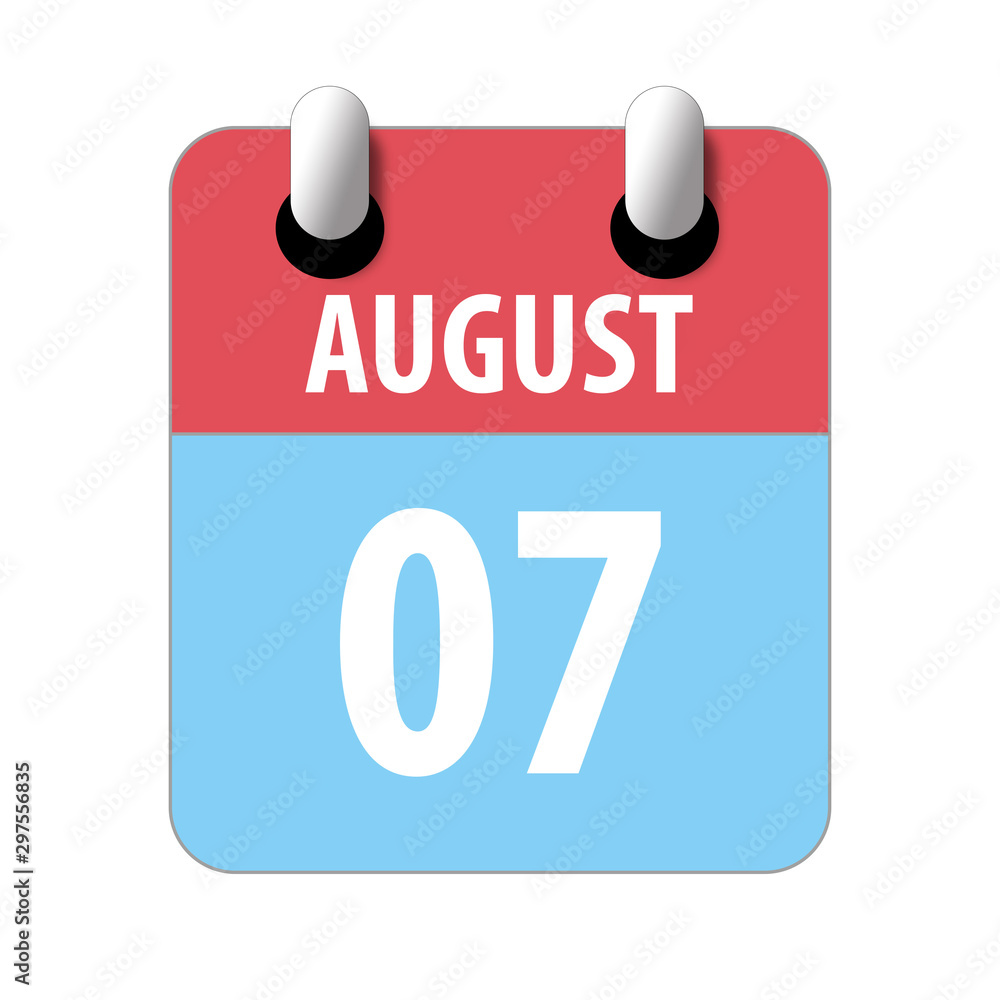 august 7th. Day 7 of month,Simple calendar icon on white background. Planning. Time management. Set of calendar icons for web design. summer month, day of the year concept august 7th. Day 7 of month,Simple calendar icon on white background. Planning. Time management. Set of calendar icons for web design. summer month, day of the year concept
