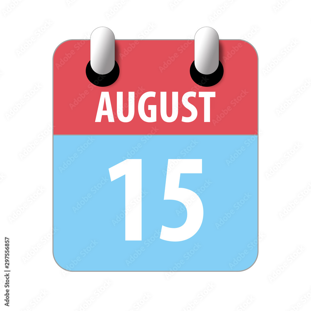 august 15th. Day 15 of month,Simple calendar icon on white background. Planning. Time management. Set of calendar icons for web design. summer month, day of the year concept august 15th. Day 15 of month,Simple calendar icon on white background. Planning. Time management. Set of calendar icons for web design. summer month, day of the year concept