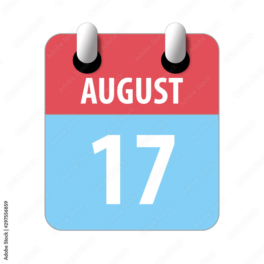 august 17th. Day 17 of month,Simple calendar icon on white background. Planning. Time management. Set of calendar icons for web design. summer month, day of the year concept august 17th. Day 17 of month,Simple calendar icon on white background. Planning. Time management. Set of calendar icons for web design. summer month, day of the year concept
