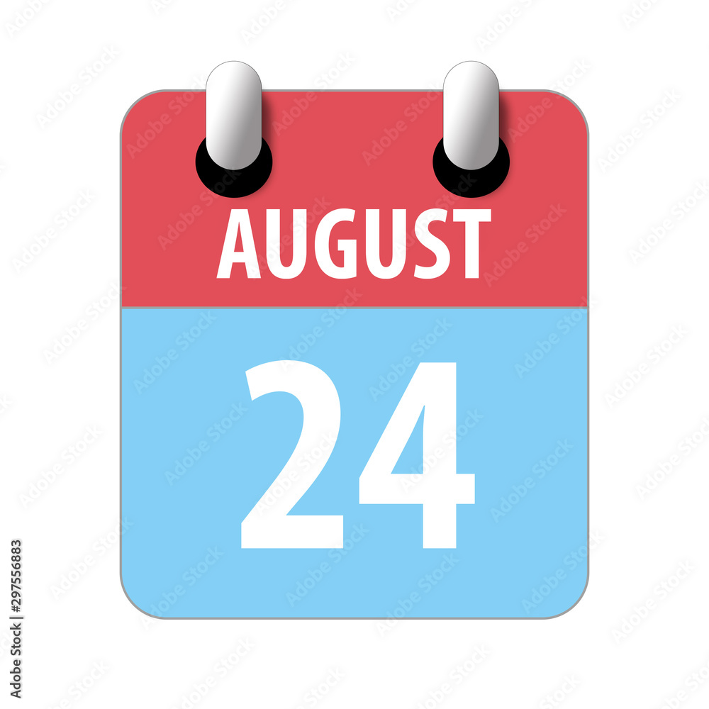 Fototapeta premium august 24th. Day 24 of month,Simple calendar icon on white background. Planning. Time management. Set of calendar icons for web design. summer month, day of the year concept