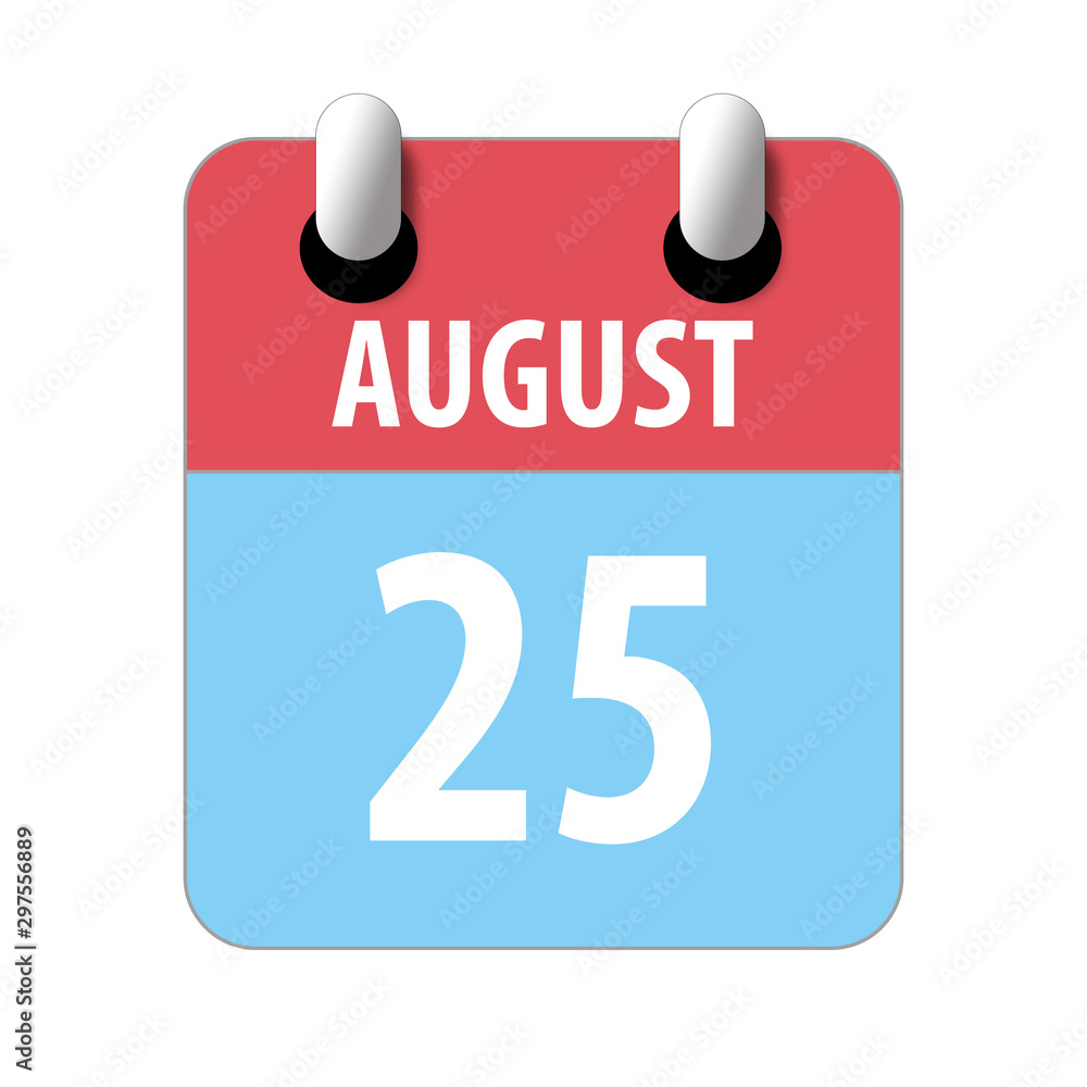 Fototapeta premium august 25th. Day 25 of month,Simple calendar icon on white background. Planning. Time management. Set of calendar icons for web design. summer month, day of the year concept