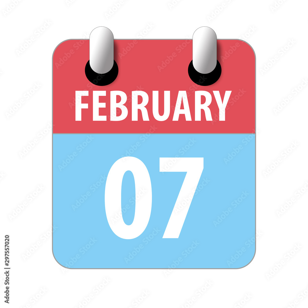 february 7th. Day 7 of month,Simple calendar icon on white background. Planning. Time management. Set of calendar icons for web design. winter month, day of the year concept february 7th. Day 7 of month,Simple calendar icon on white background. Planning. Time management. Set of calendar icons for web design. winter month, day of the year concept
