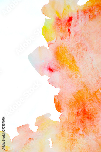 Abstract pink-red watercolor. The color is blurred by wet by hand.