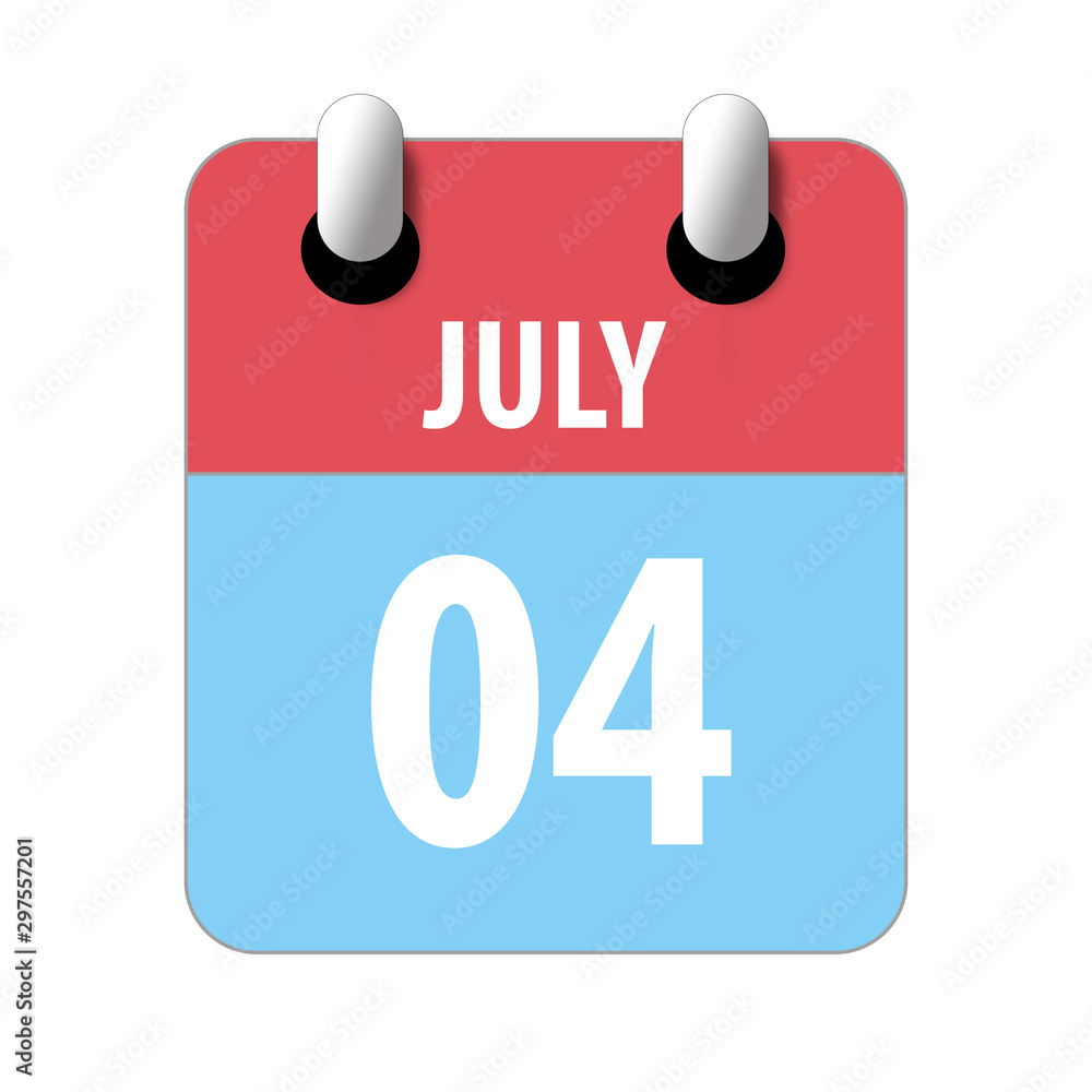 july 4th. Day 4 of month,Simple calendar icon on white background. Planning. Time management. Set of calendar icons for web design. summer month, day of the year concept july 4th. Day 4 of month,Simple calendar icon on white background. Planning. Time management. Set of calendar icons for web design. summer month, day of the year concept