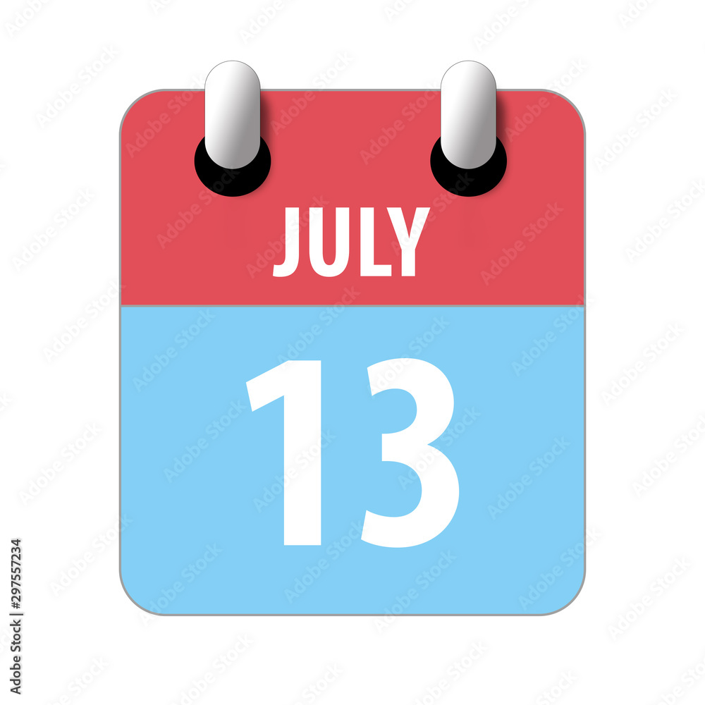 july 13th. Day 13 of month,Simple calendar icon on white background. Planning. Time management. Set of calendar icons for web design. summer month, day of the year concept july 13th. Day 13 of month,Simple calendar icon on white background. Planning. Time management. Set of calendar icons for web design. summer month, day of the year concept