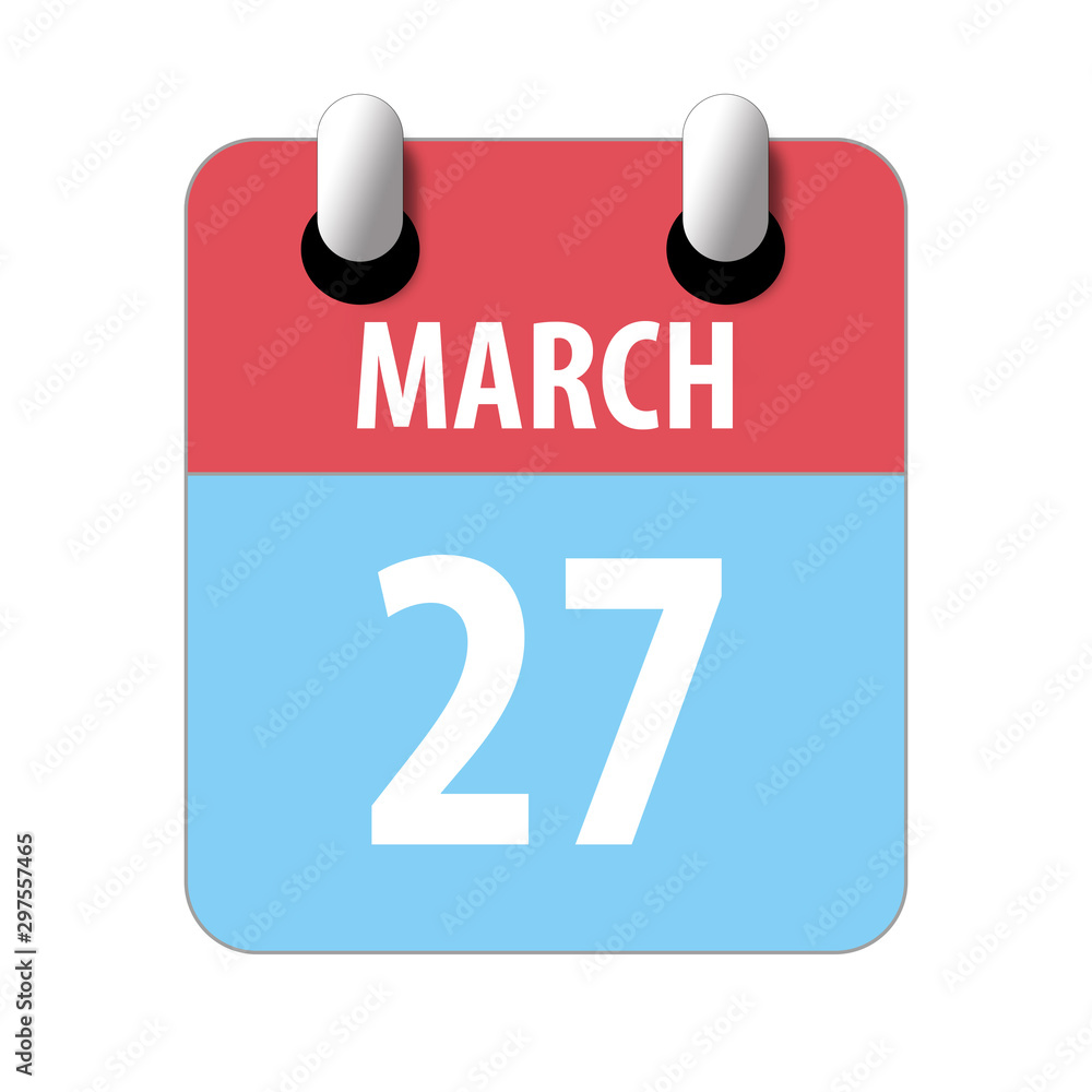 Fototapeta premium march 27th. Day 27 of month,Simple calendar icon on white background. Planning. Time management. Set of calendar icons for web design. spring month, day of the year concept