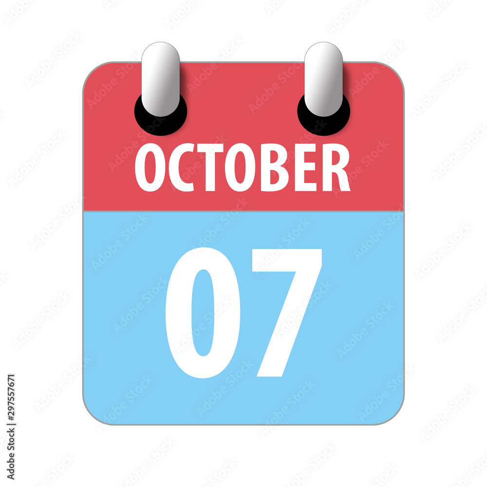 october 7th. Day 7 of month,Simple calendar icon on white background. Planning. Time management. Set of calendar icons for web design. autumn month, day of the year concept october 7th. Day 7 of month,Simple calendar icon on white background. Planning. Time management. Set of calendar icons for web design. autumn month, day of the year concept