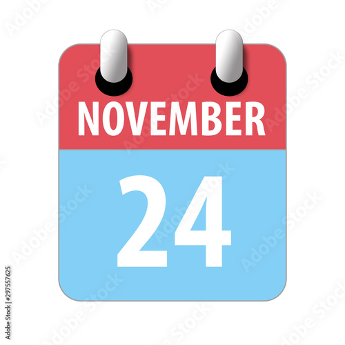 november 24th. Day 24 of month Simple calendar icon on white background. Planning. Time management. Set of calendar icons for web design. autumn month  day of the year concept