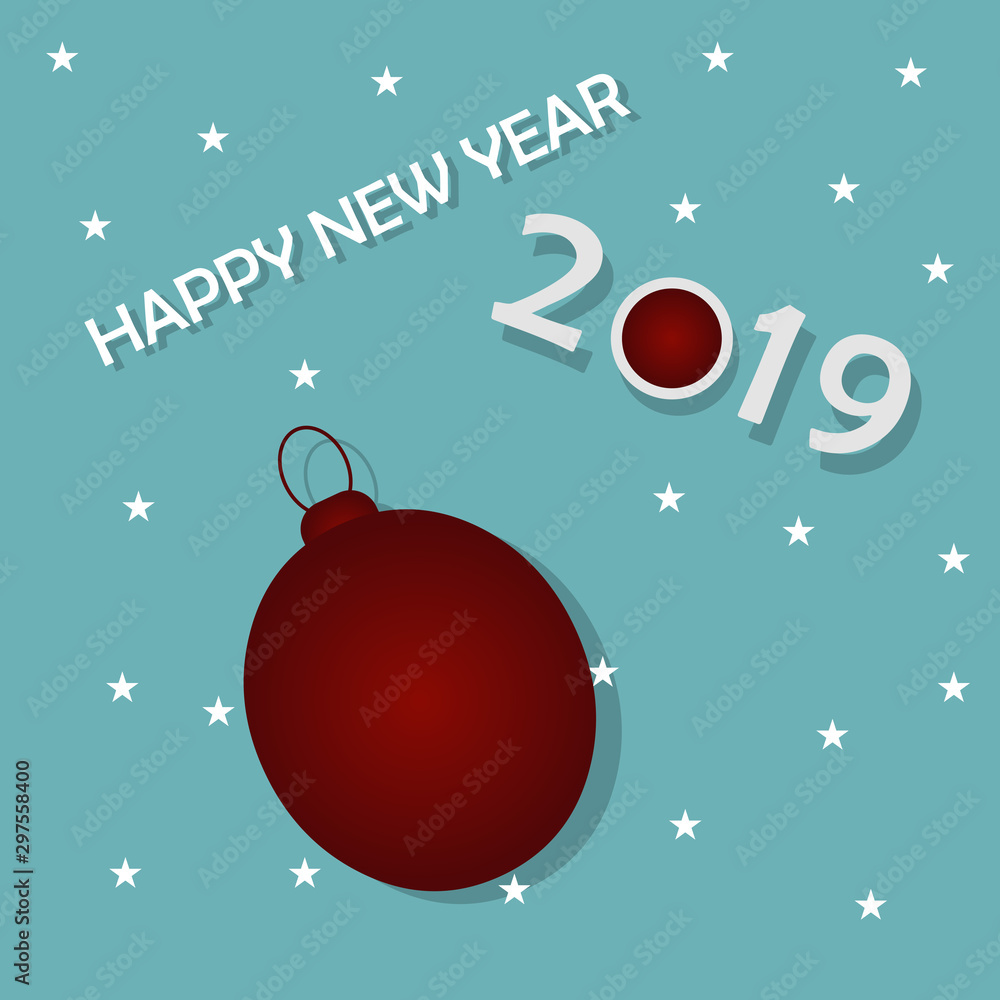 Happy New Year 2019 text design. Vector greeting illustration with golden numbers and snowflake Happy New Year 2019 text design. Vector greeting illustration with golden numbers and snowflake