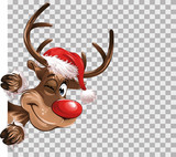 Rudolph Christmas red hat transparent isolated Background Vector Illustration