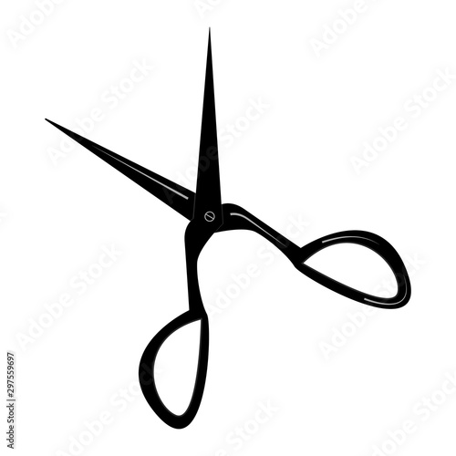 Open scissors icon. Barber symbol. Vector illustration.