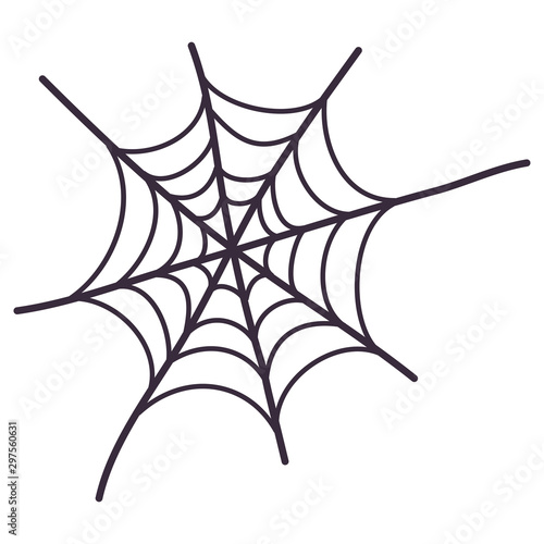 Spider web icon. Line vector illustration. Halloween holiday creepy decoration elements.