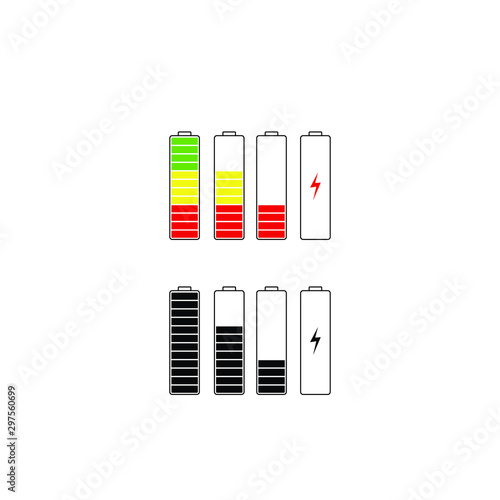 Icon set of batteries