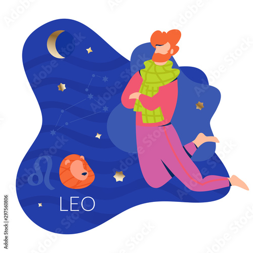 Leo Man Zodiac Illustration