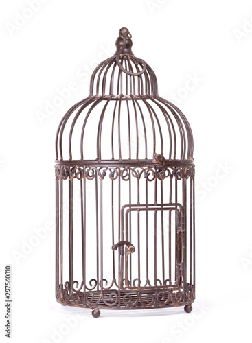 Schilderij op canvas Empty birdcage on white background
