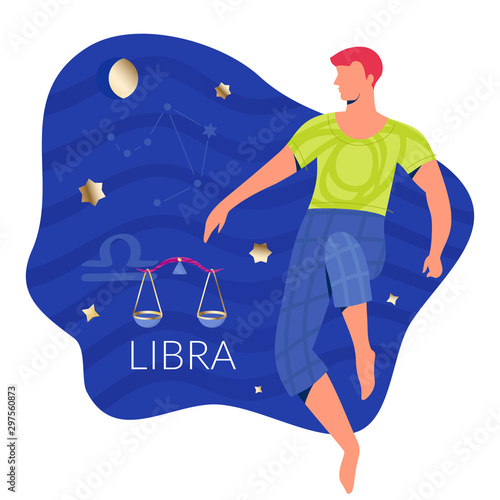 Libra Man Zodiac Illustration