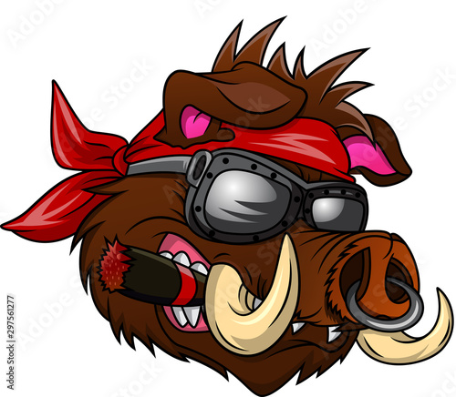 wild boar head mascot isolated on a white background