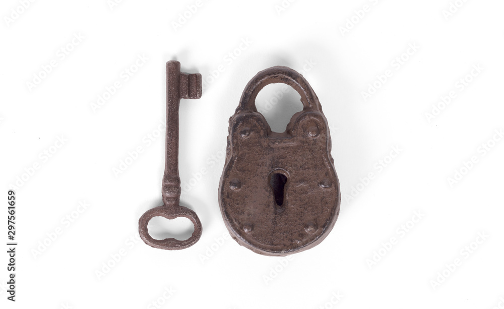 Rusty old lock isolated on white Rusty old lock isolated on white