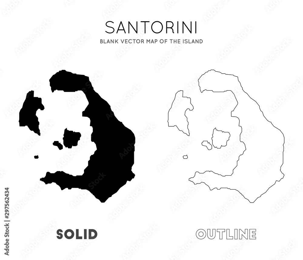 Santorini map. Blank vector map of the Island. Borders of Santorini for ...