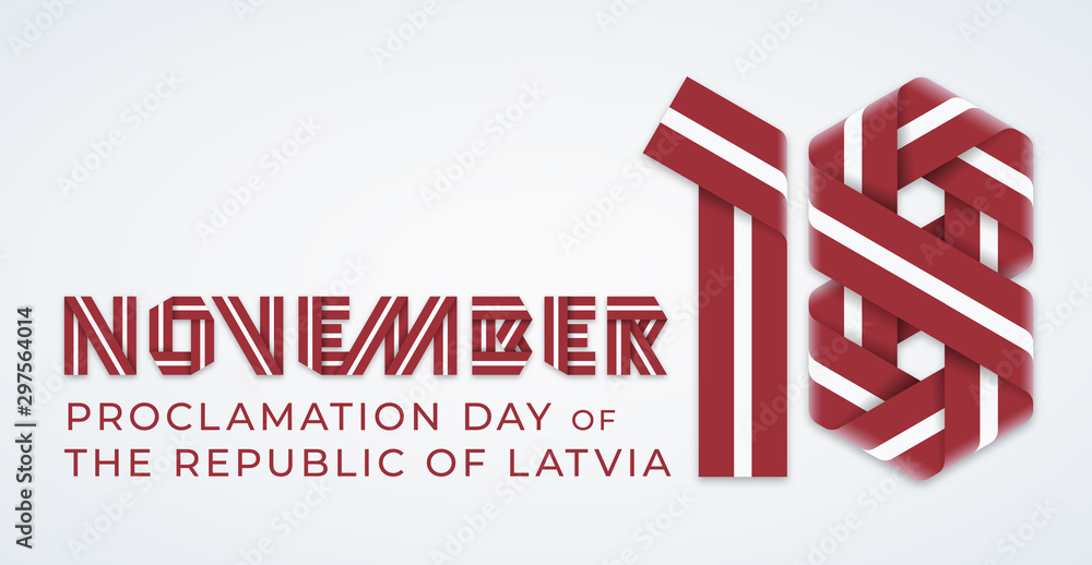 November 18, Latvia Independence Day congratulatory design with Latvian