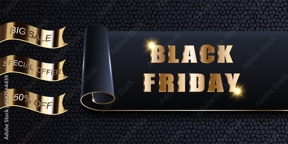 Black Friday Sale, vector mockup of banner, invitation, card, ads, logo