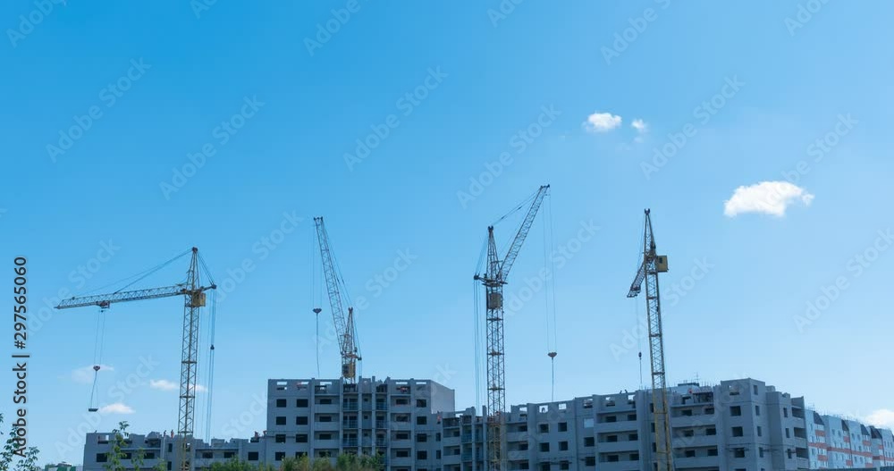 Time lapse of Building Under Construction, Crane and beautiful clouds no birds. Time lapse of Building Under Construction, Crane and beautiful clouds no birds.