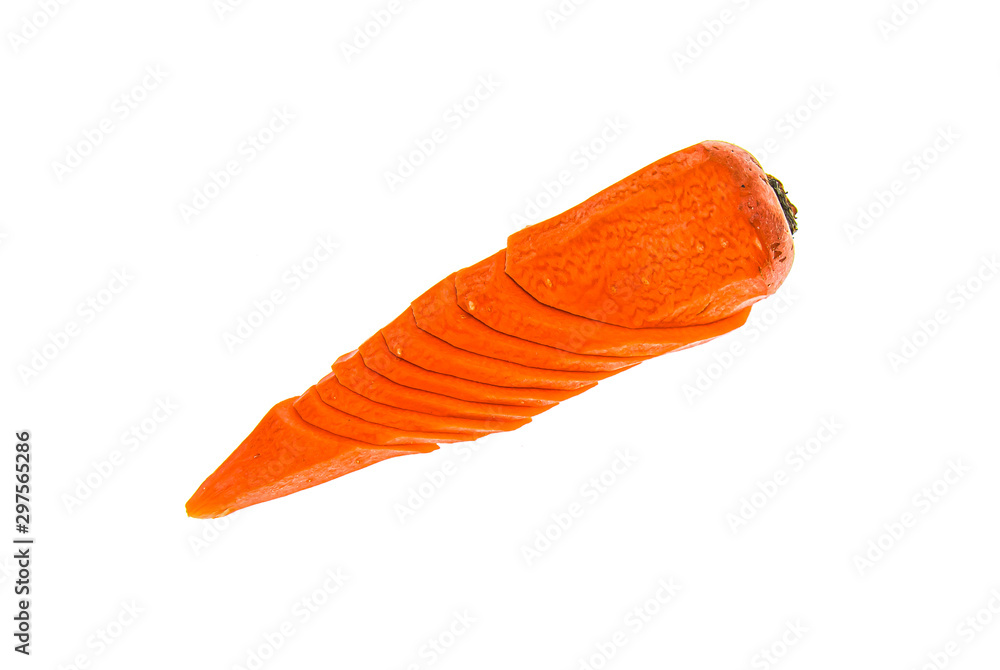 Peeled and chopped carrots on a white background Peeled and chopped carrots on a white background