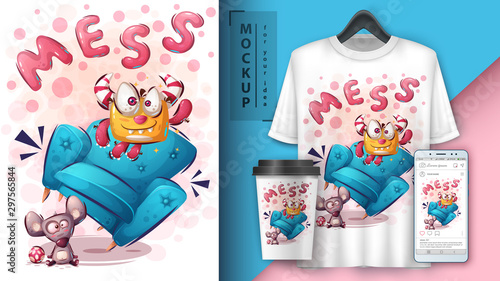 Happy mess poster and merchandising