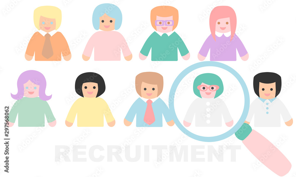 Many candidates, recruitment concept - pastel color. Many candidates, recruitment concept - pastel color.