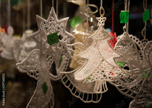 Wallpaper Mural Knit stars for Christmas tree decoration.  Christmas market  Christmas concept. Torontodigital.ca