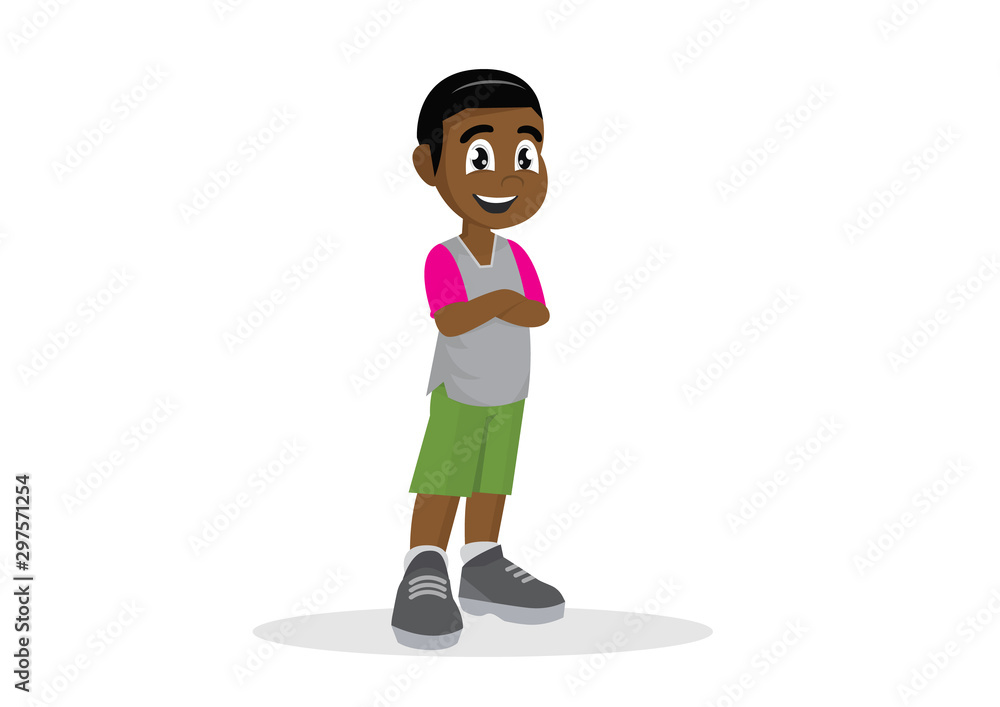 African Boy stands in a confident pose.