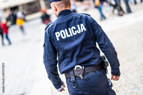 Fotografie, Obraz Wroclaw, Poland-ocobert/19/2019 The policeman on the street on duty