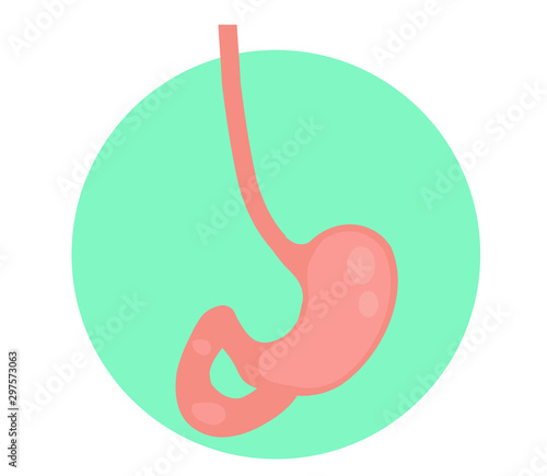 Stomach on a blue background. Cartoon. Vector illustration. 