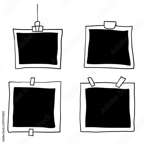 handdrawn photo frames with doodle style vector illustration