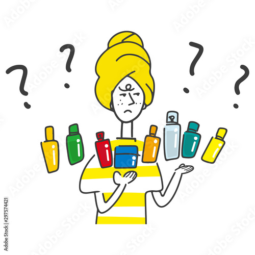 お風呂上がりのスキンケアに悩む女性 たくさんの化粧品 Stock Vector Adobe Stock お風呂上がりのスキンケアに悩む女性 たくさんの化粧品 Stock Vector Adobe Stock