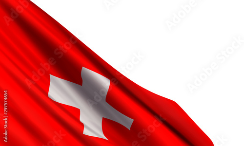Background with a realistic flag of Switzerland. Vector element for National Day, Republic Day, Restoration Day.
