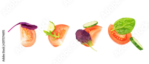 Fototapeta Naklejka Na Ścianę i Meble -  Cut vegetables for salad on white background
