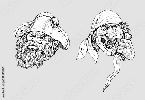 Wallpaper Mural Funny pirate drawing. Corsair portrait illustration. Torontodigital.ca