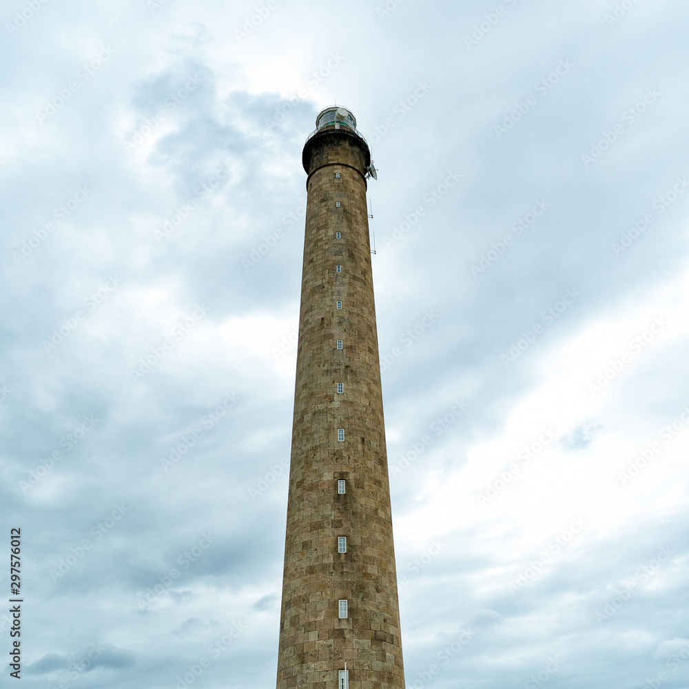 close up view of the Gatteville lighthouse on the Normandy coast