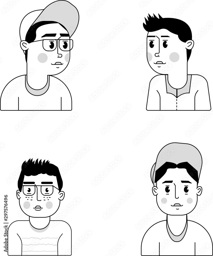 Set of people characters avatars in flat design. Illustrations for identity in Internet, concepts, app pictographs, info-graphic . Isolated on white background. Set of people characters avatars in flat design. Illustrations for identity in Internet, concepts, app pictographs, info-graphic . Isolated on white background.