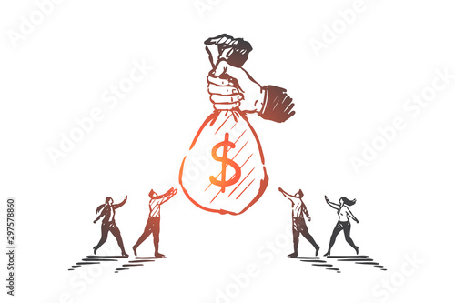 Business funding, sponsorship, investment concept sketch. Hand drawn isolated vector