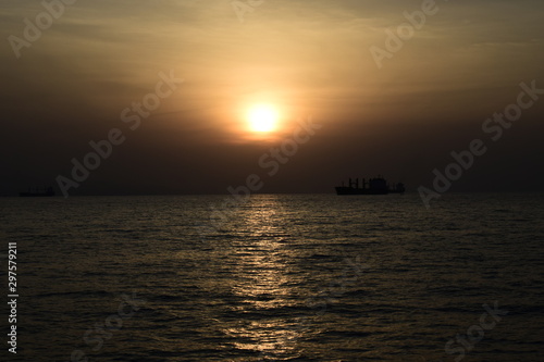 sunset in the red sea or the gulf of aden in east africa