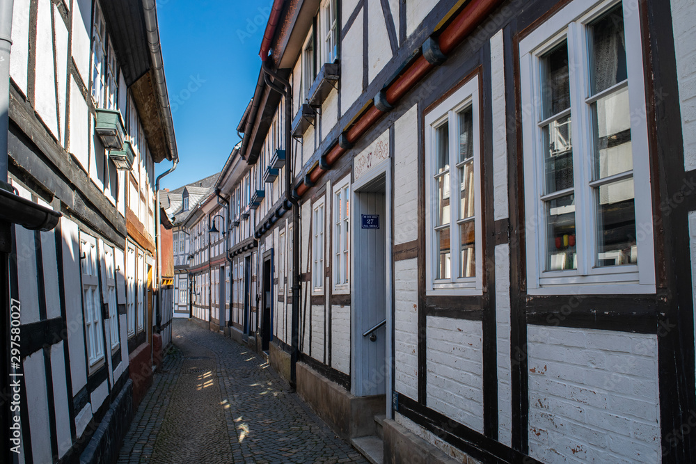 Half-timbered houses along the streets of Goslar, Germany